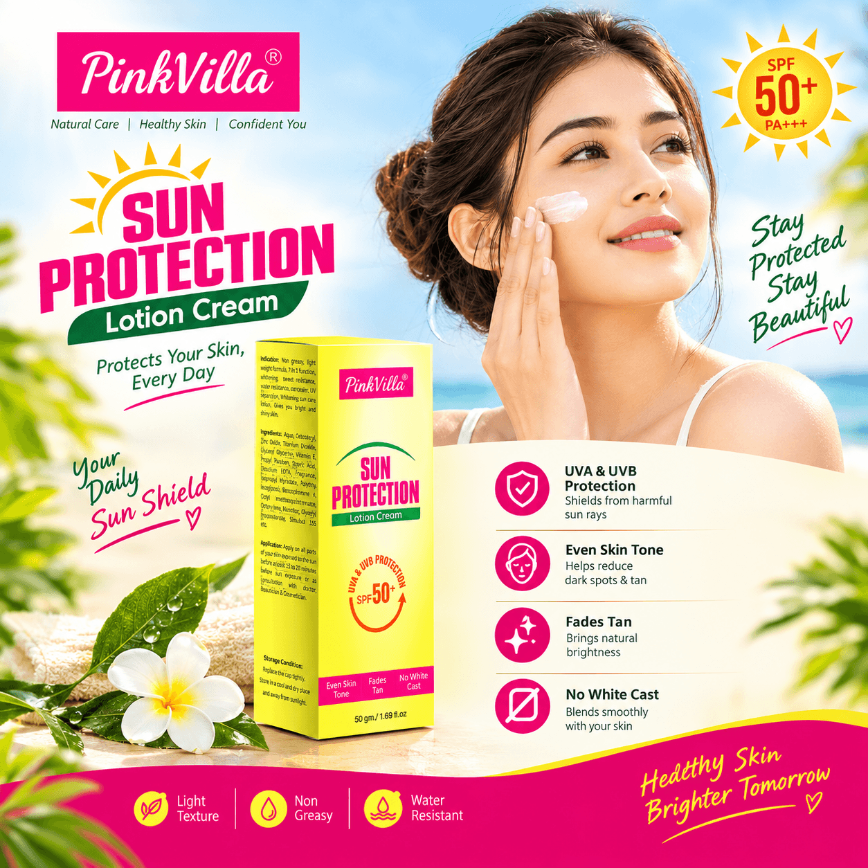  PinkVilla Sun Protection Lotion Cream SPF 50+